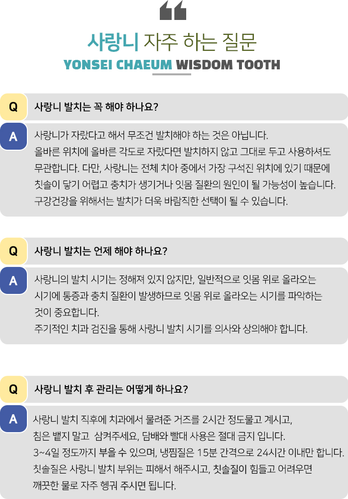 사랑니 자주하는 질문